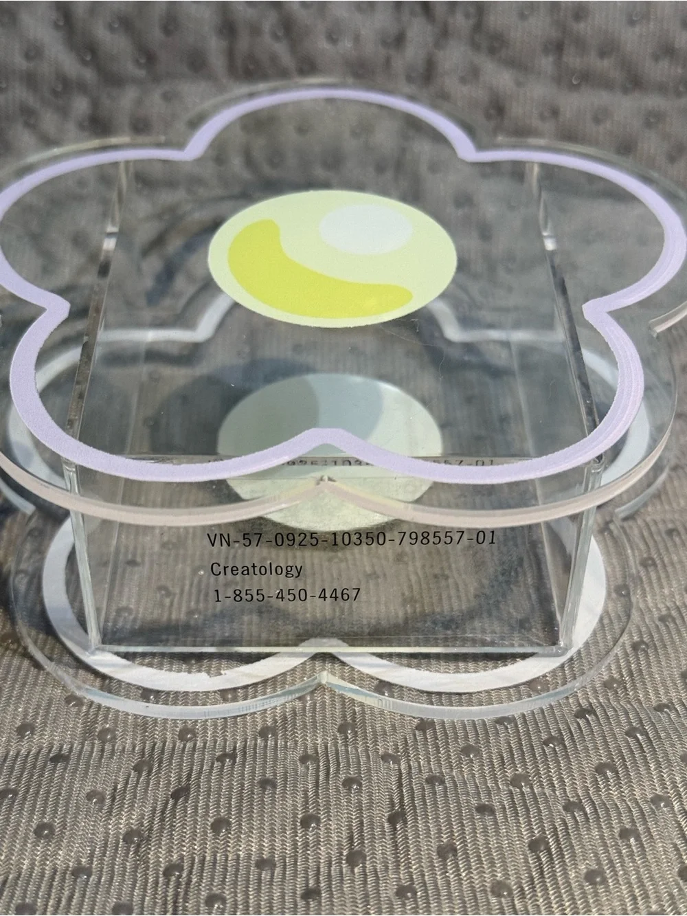 Clear Flower-Shaped Acrylic Organizer with Yellow Accent. NWOT